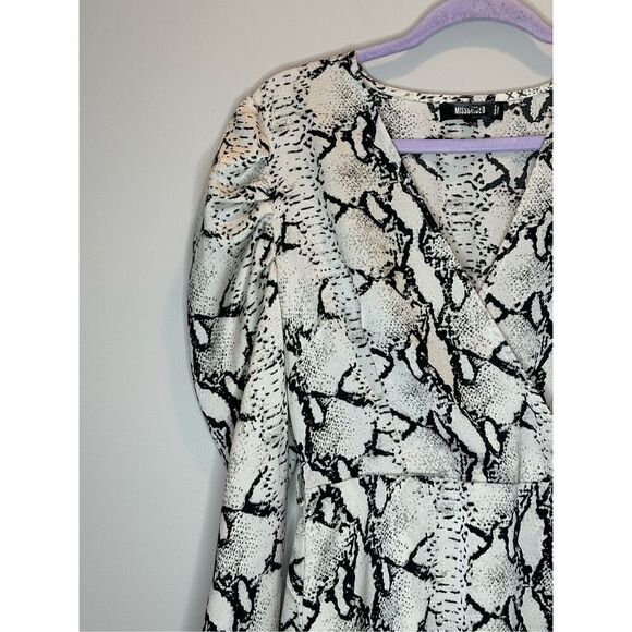 Missguided Snakeskin Chiffon High Low Ruffle Bottom Dress Size 8 - Picture 3 of 9